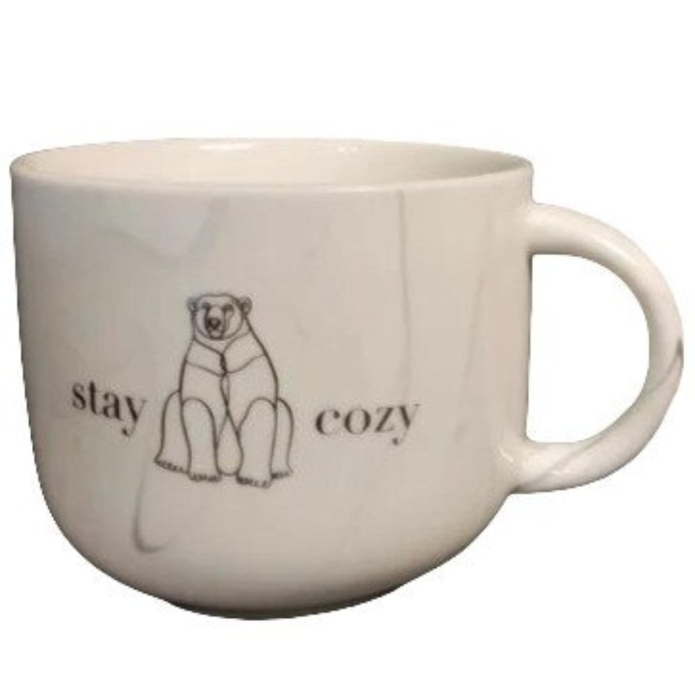 JoAnn Stay Cozy Polar Bear Mug Cup Marble Background Place &‎ Time Winter Vibes